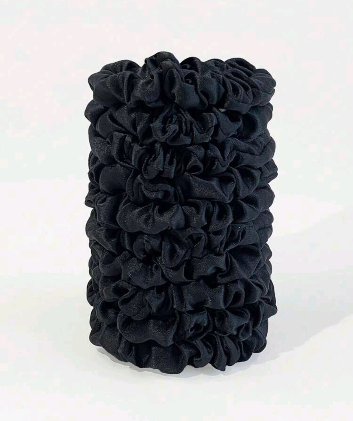 9 Small Black Satin Scrunchies