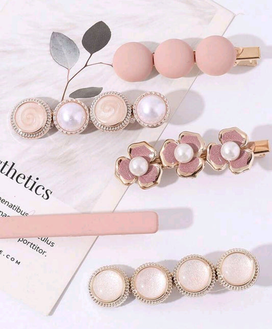 6 Soft Pink Hair Clips
