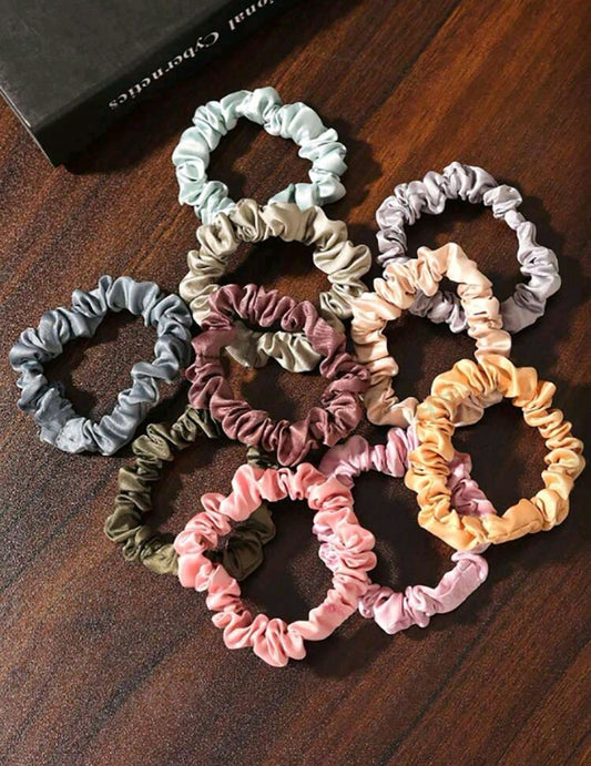 10-Piece Small Satin Scrunchies