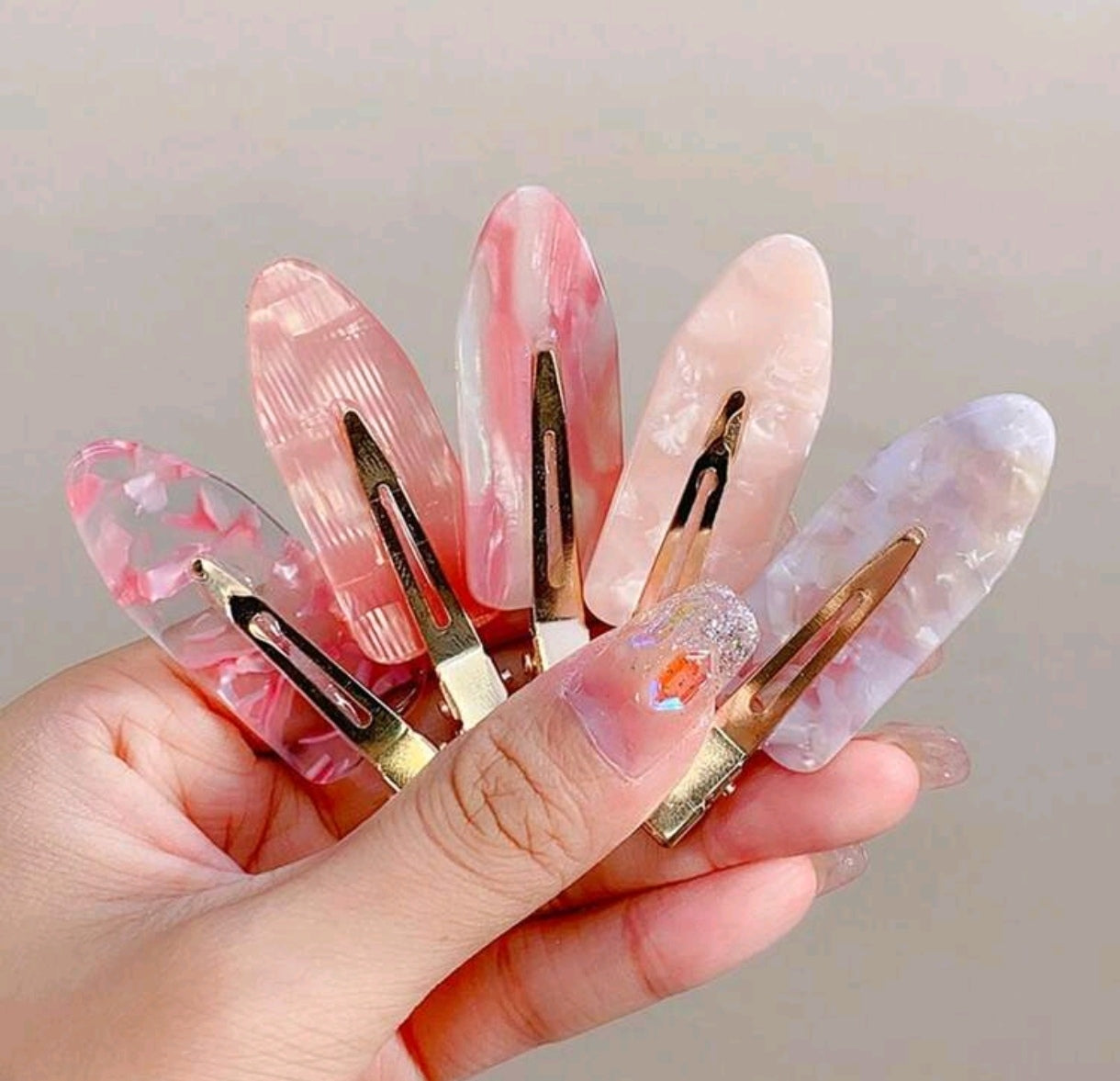 Acrylic Seamless hair Clips Set
