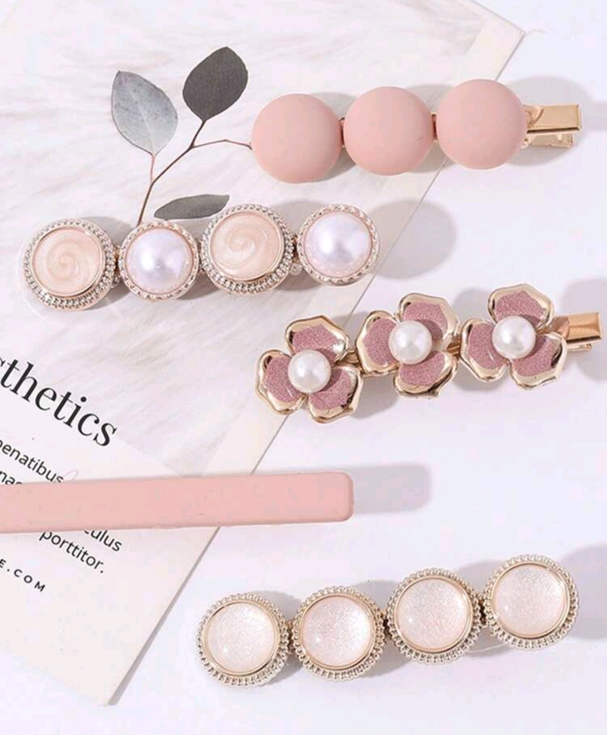 6 Soft Pink Hair Clips