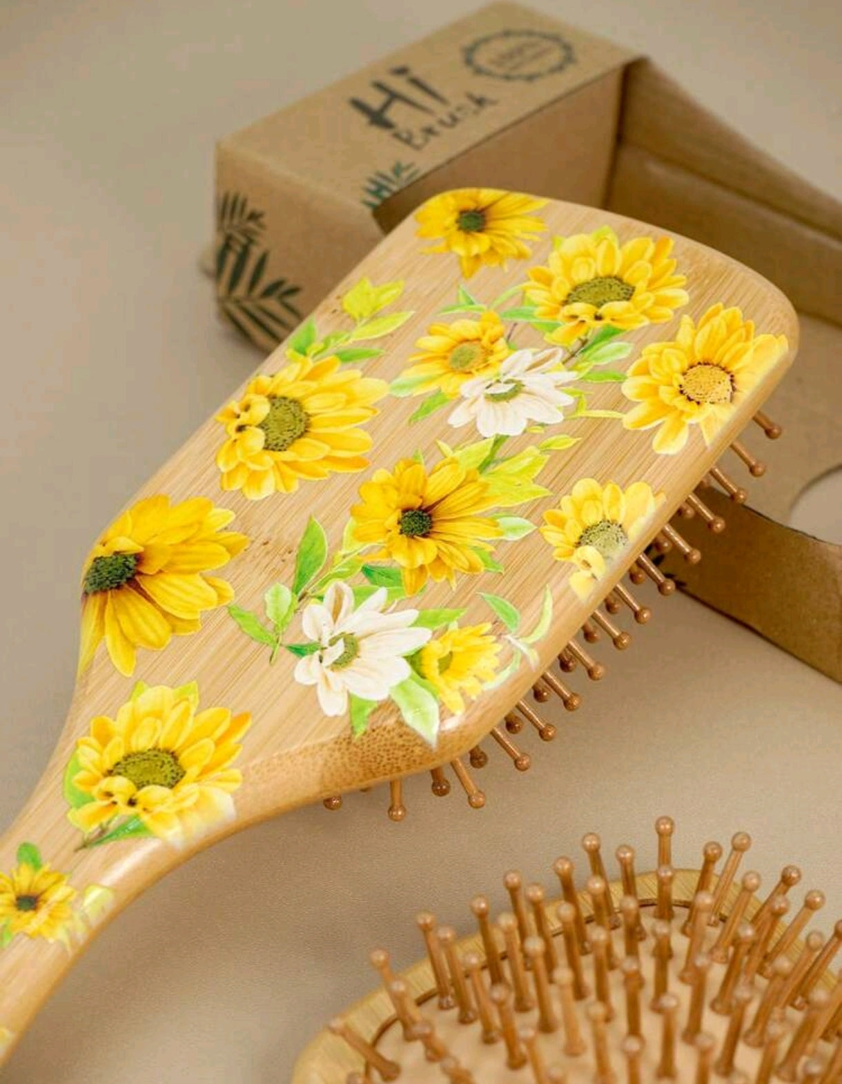 Bamboo Floral Hair Brush