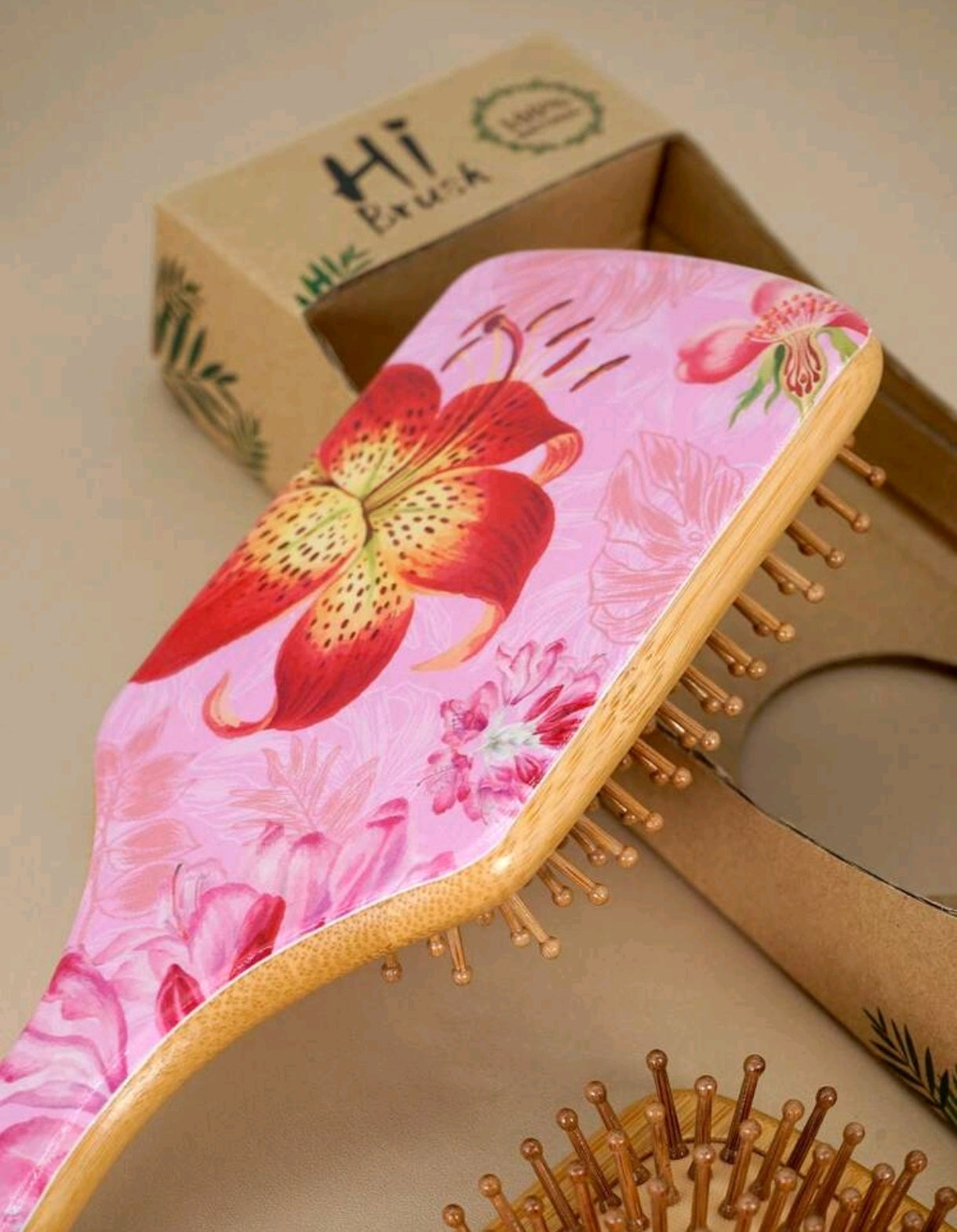 Bamboo Floral Hair Brush