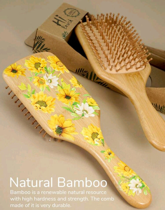 Bamboo Floral Hair Brush