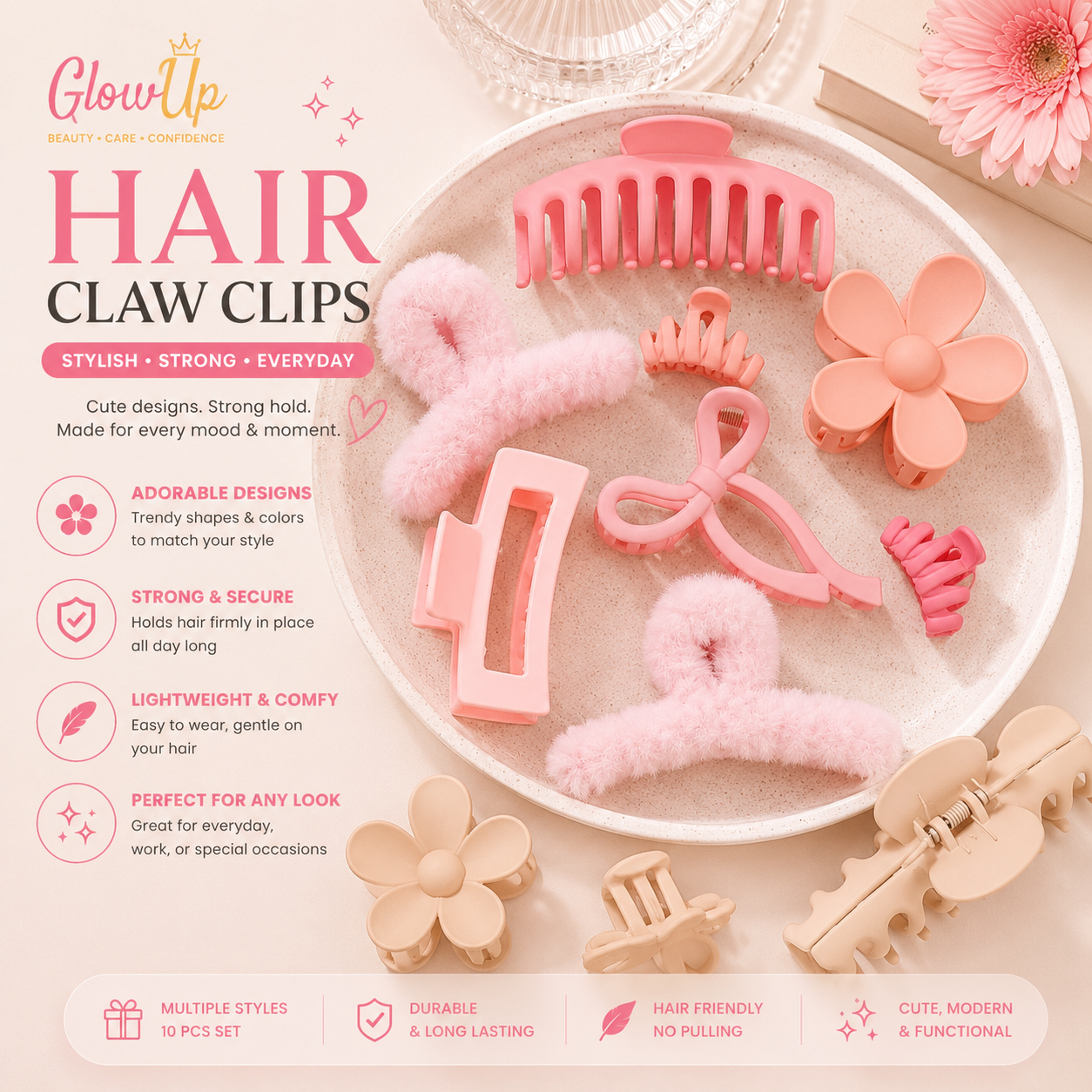 Cute 8-Piece Claw Clip Sets