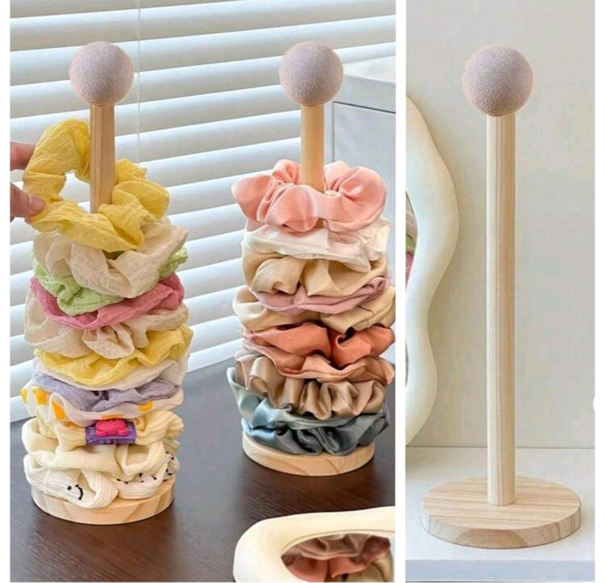 3 Piece Wooden Scrunchie Storage Stand