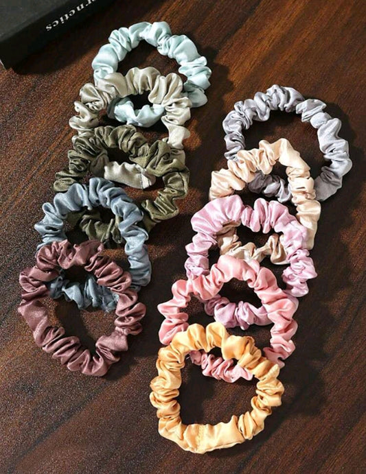 10-Piece Small Satin Scrunchies