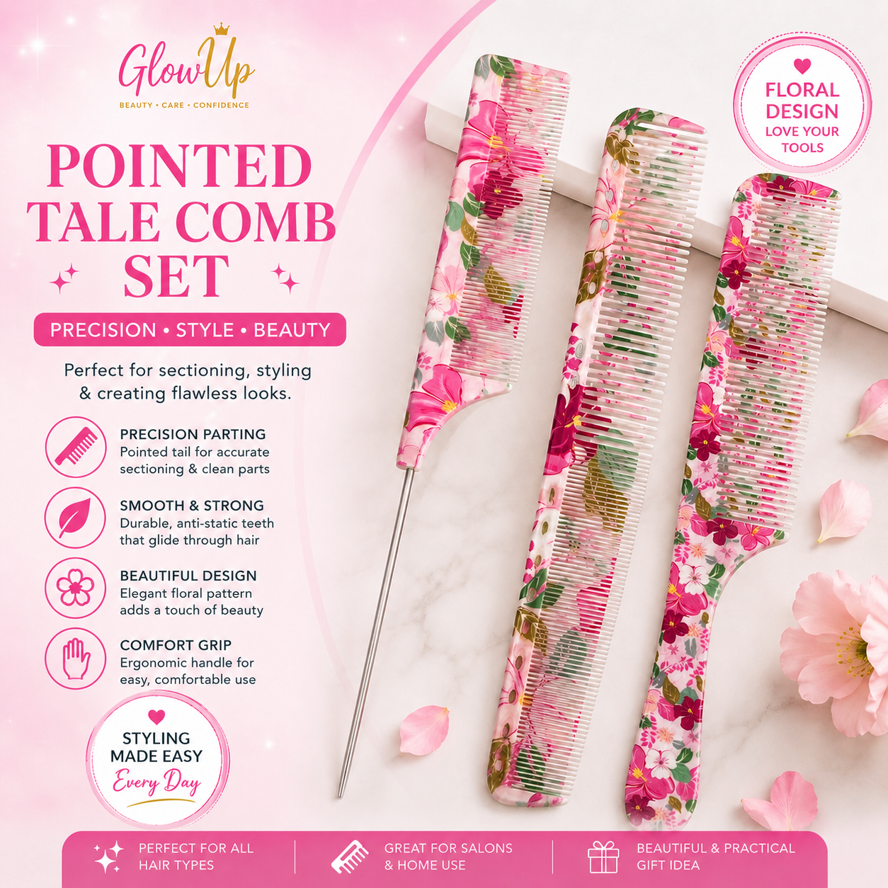 Floral Comb Set