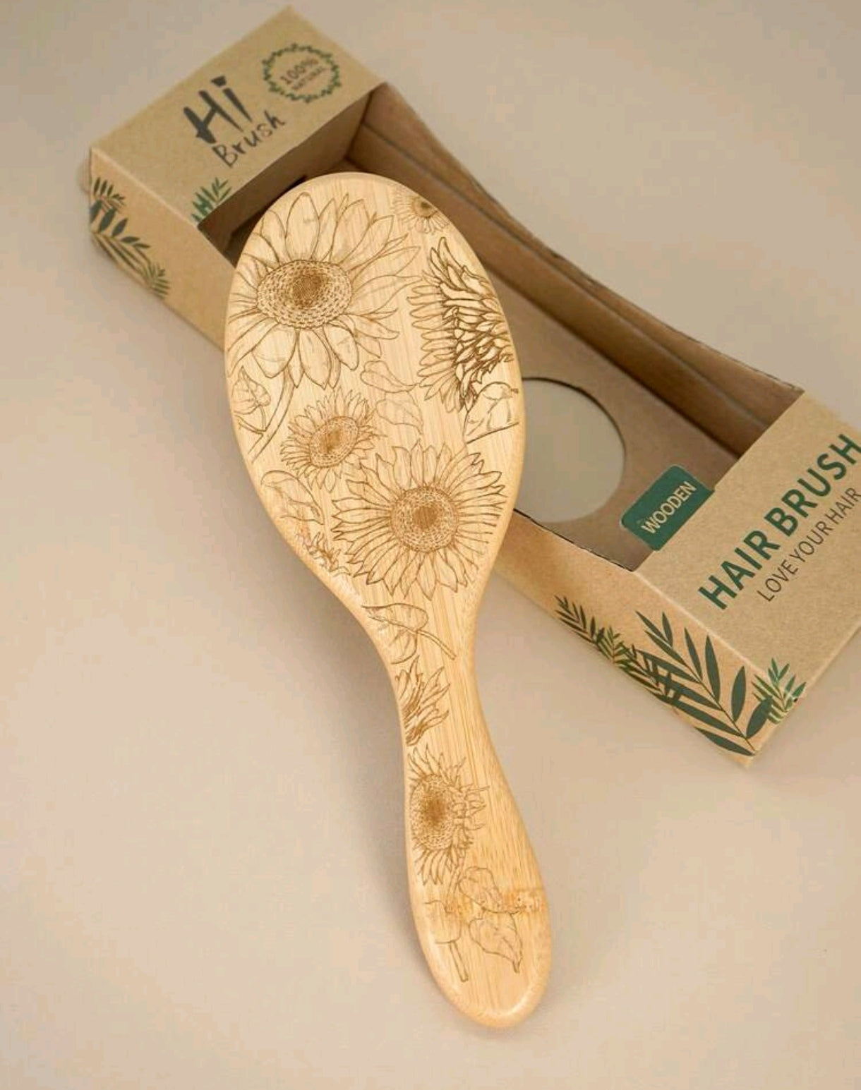 Bamboo Floral Hair Brush