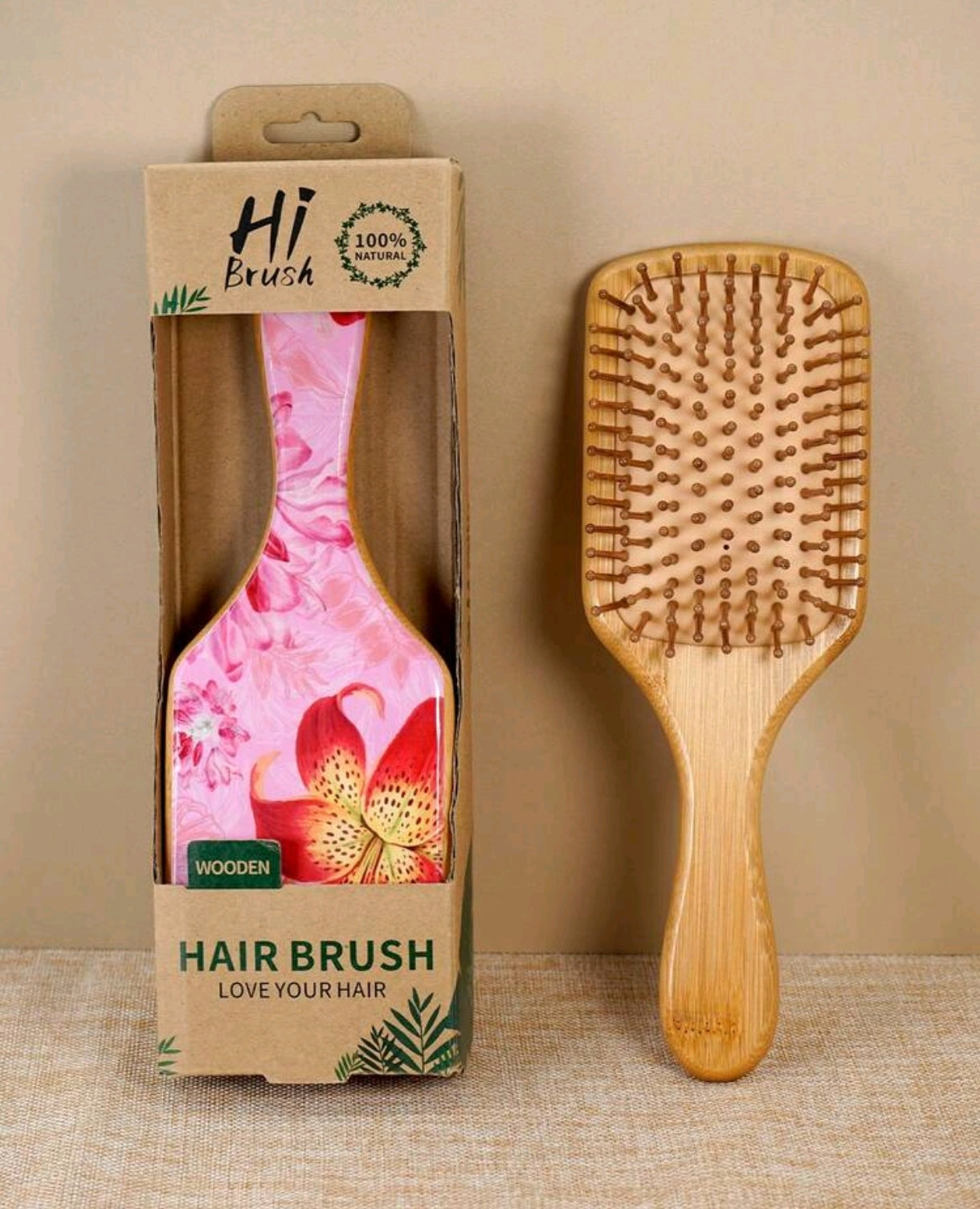 Bamboo Floral Hair Brush
