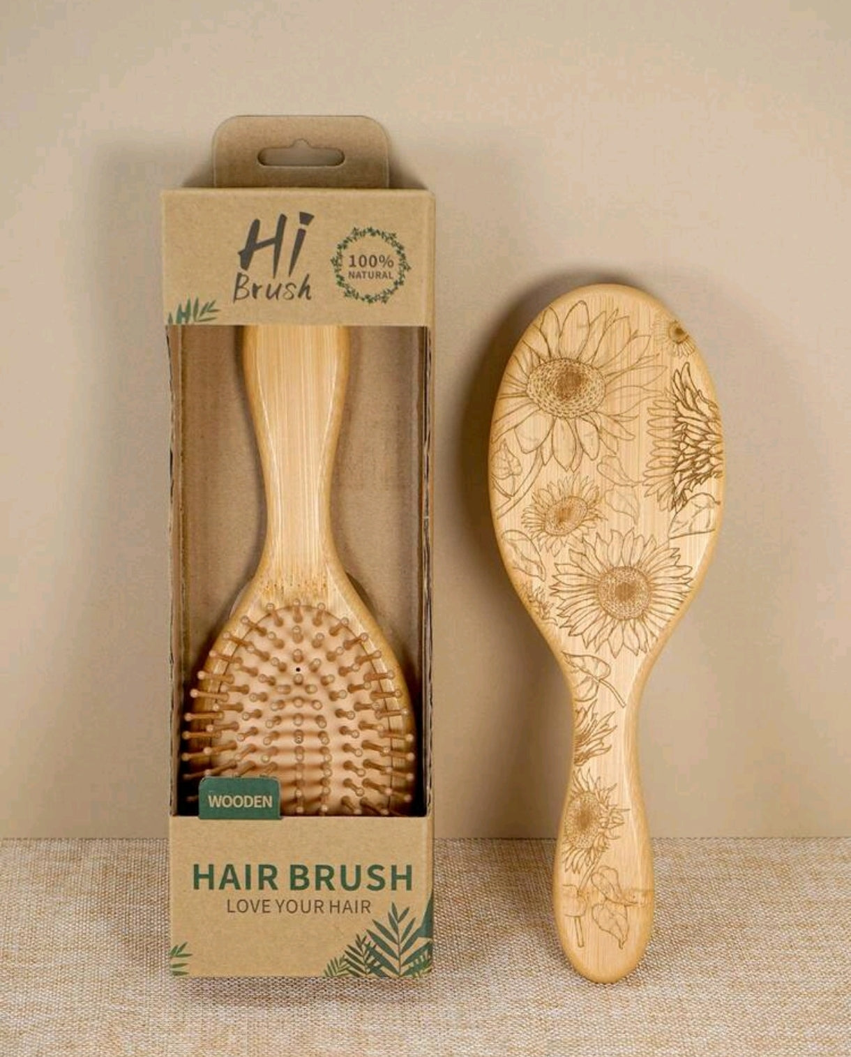Bamboo Floral Hair Brush