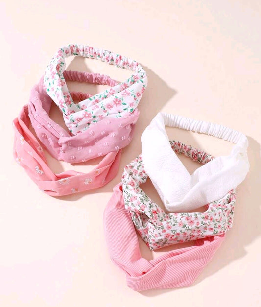 6 Daisy Soft Pink Headbands