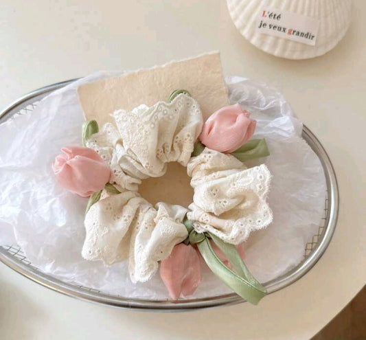 2 Tulip Hair Scrunchies