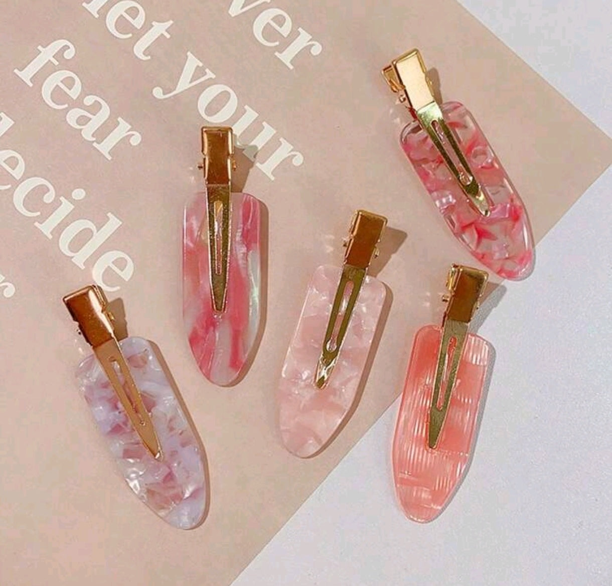 Acrylic Seamless hair Clips Set