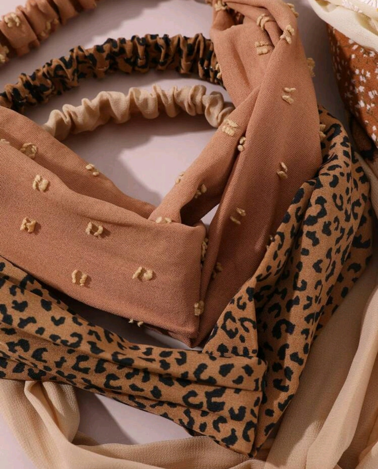 6 Brown Vintage Headbands