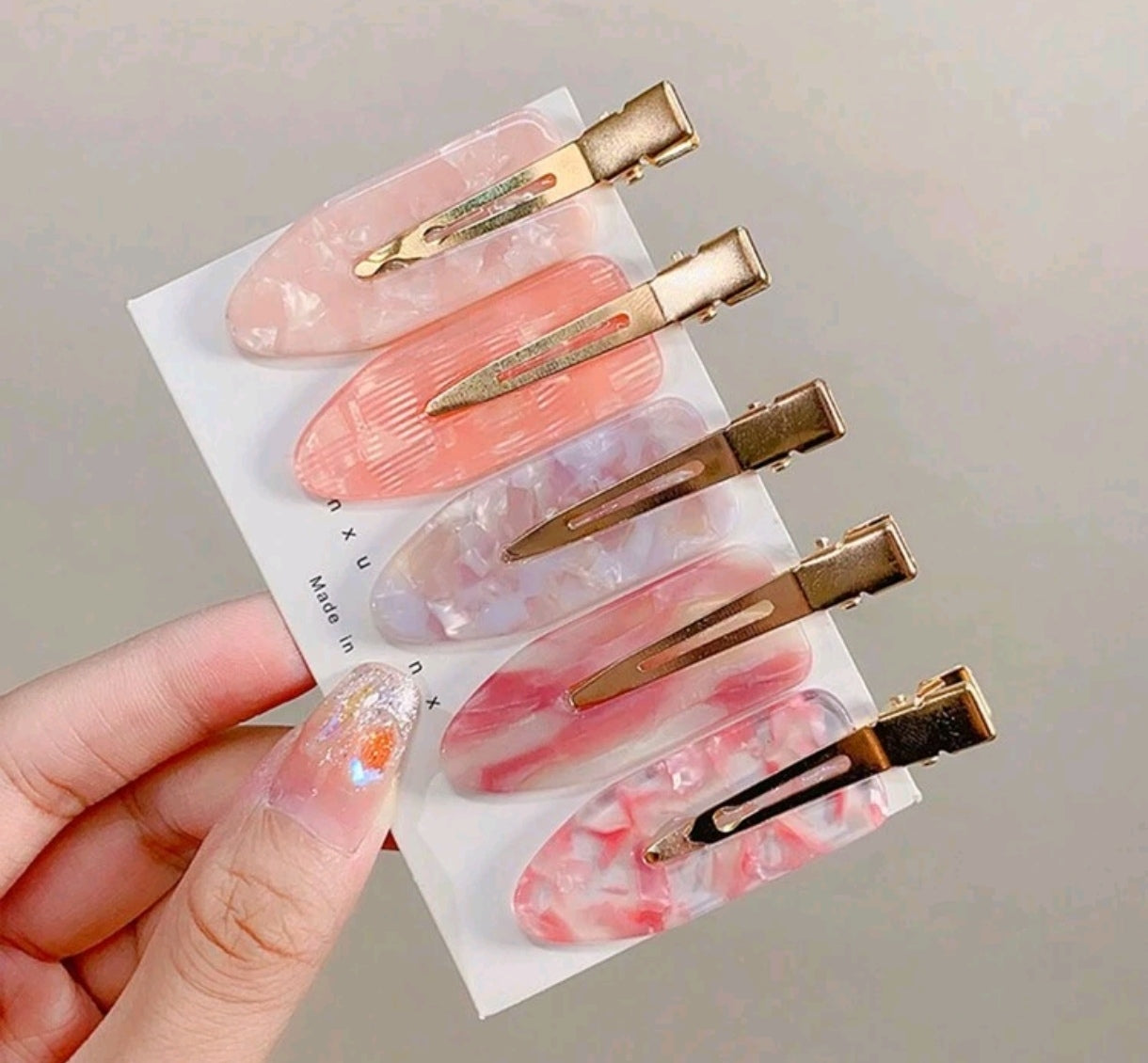 Acrylic Seamless hair Clips Set