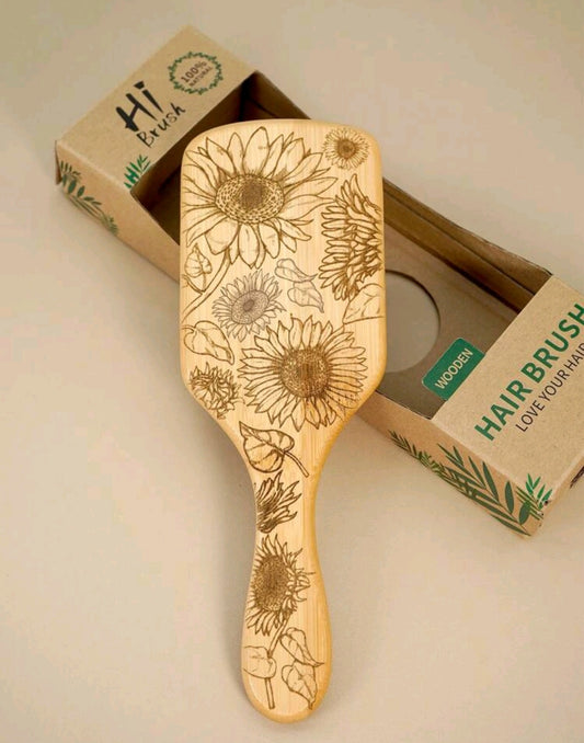 Bamboo Floral Hair Brush