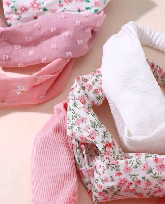 6 Daisy Soft Pink Headbands