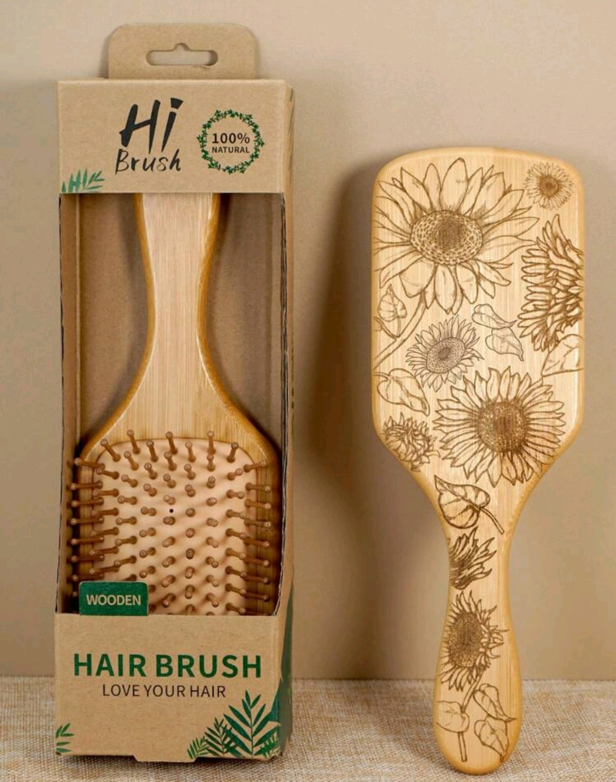 Bamboo Floral Hair Brush
