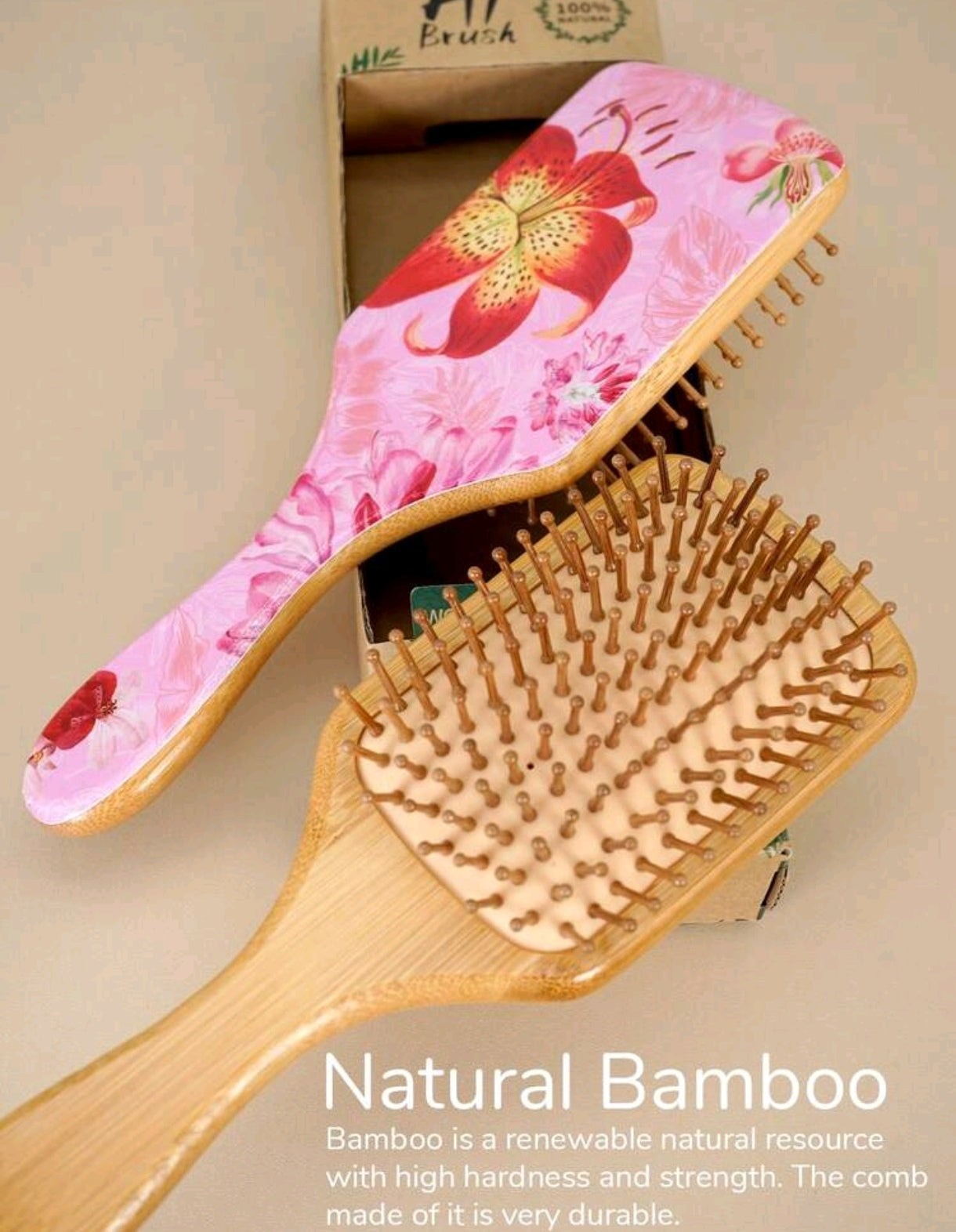 Bamboo Floral Hair Brush