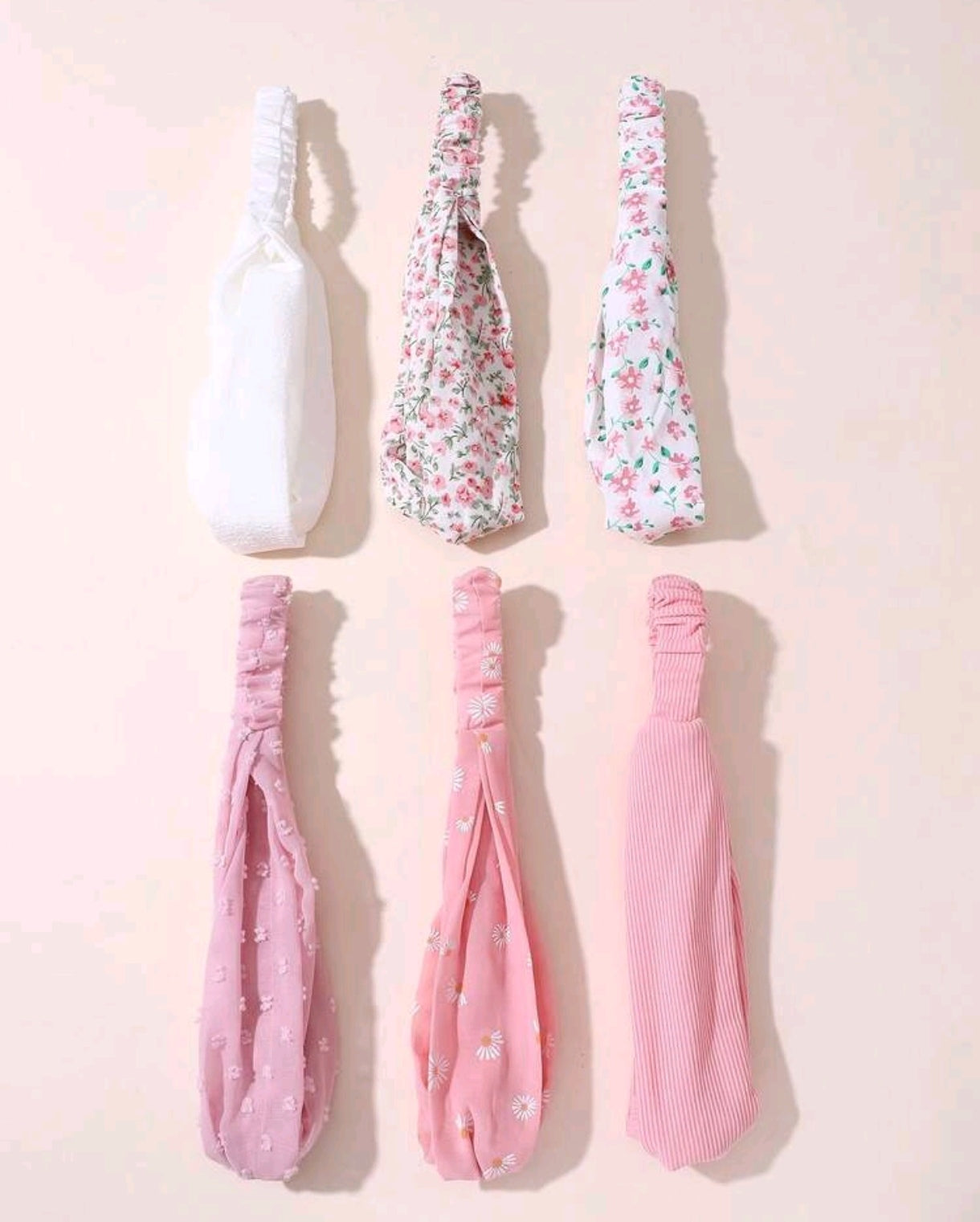 6 Daisy Soft Pink Headbands