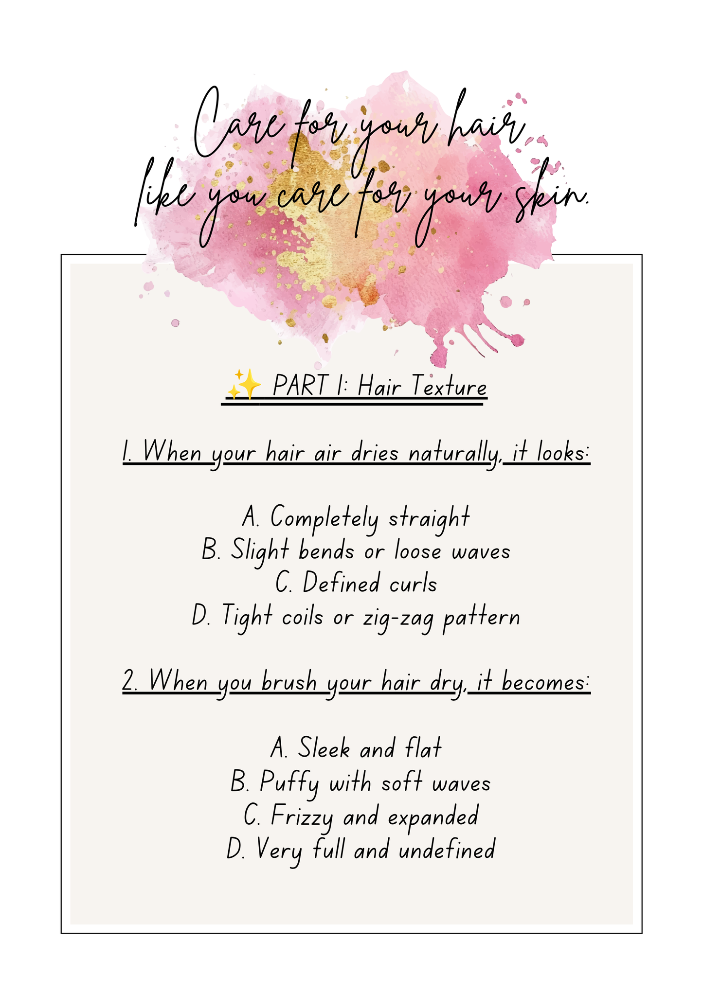 HairGlow QUIZ: Find Your Hair Type, Fix Your Hair Problems (Instant Digital Download)