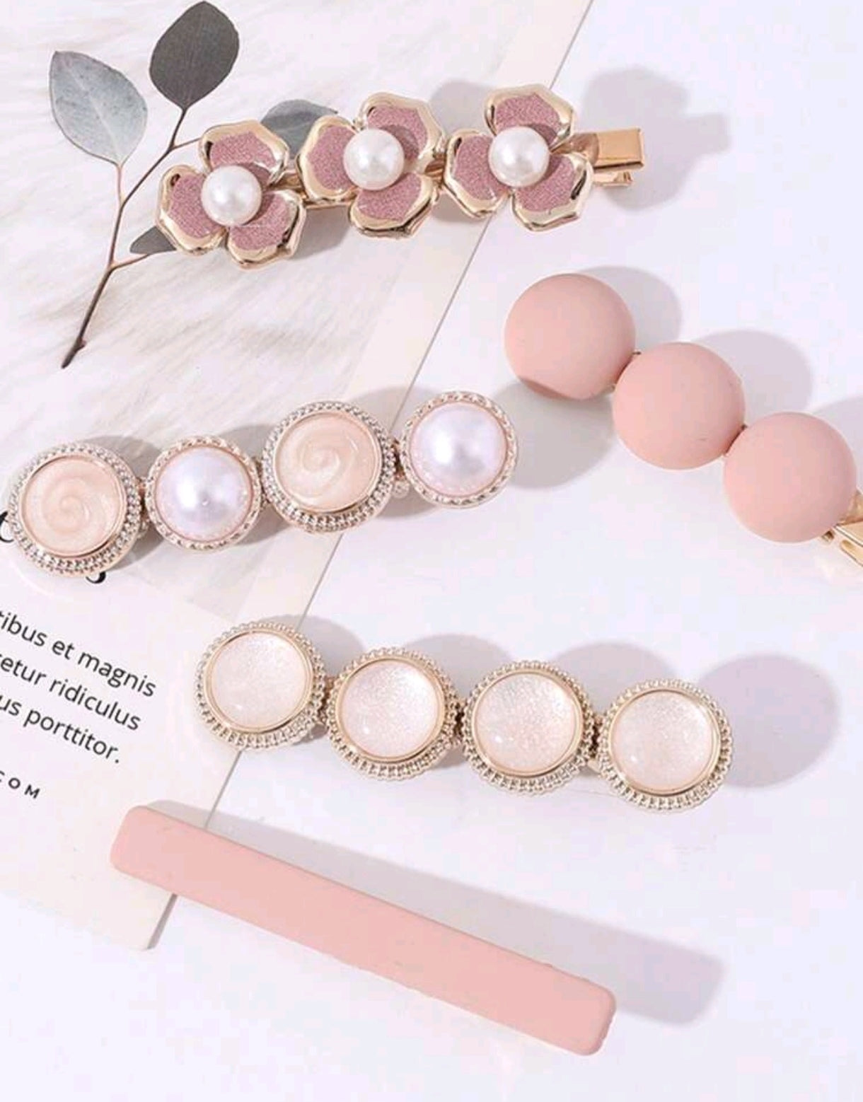 6 Soft Pink Hair Clips