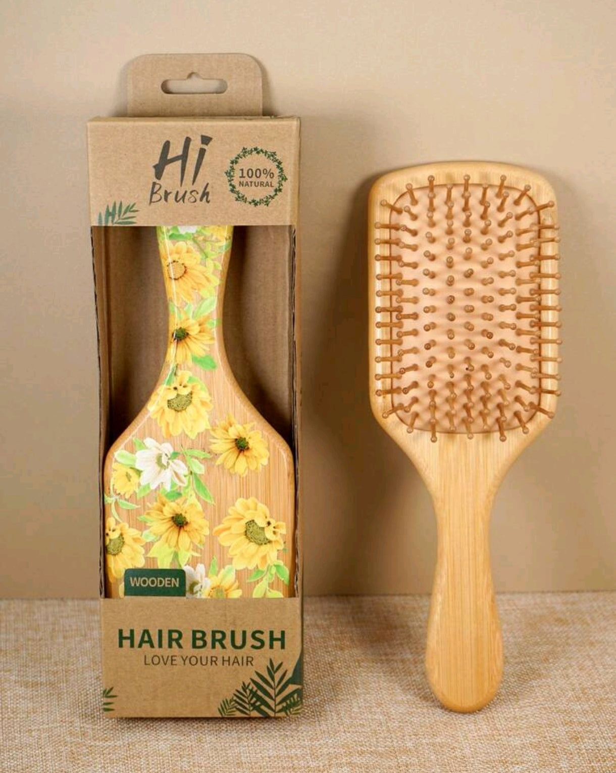 Bamboo Floral Hair Brush
